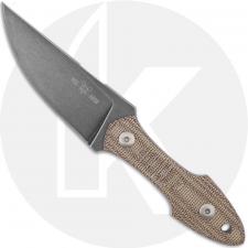 GiantMouse GMF3-NAT Fixed Blade Knife - PVD N690 - Natural Canvas Micarta - Leather Sheath