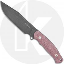 GiantMouse GMF4-RED Fixed Blade Knife - PVD N690 - Red Canvas Micarta - Leather Sheath