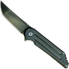 Jake Hoback Kwaiback Knife - Brown Black Cerakote CPM Cru Wear - Brown Black Cerakote Titanium and Carbon Fiber Flipper Folder U