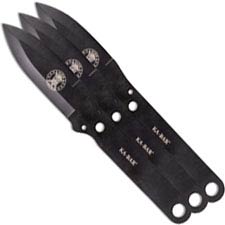 KABAR Throwing Knife Set 1121 - Single Piece Black Stainless Steel - Spear Point Blade - Triple Set