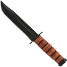 KABAR 1320 Single Mark KA-BAR Fighting Utility Knife - Black Clip Point Fixed Blade - No Military Branch Designation - Leather H