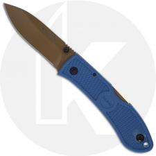 KABAR Dozier D2 Folding Hunter 4062D2 - Value Priced EDC - Dark Tan D2 Drop Point - Blue Zytel - Lock Back Folder