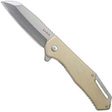 KABAR Jarosz Flipper Knife 7508 EDC Wharncliffe Desert G10 and Titanium Frame Lock Folder