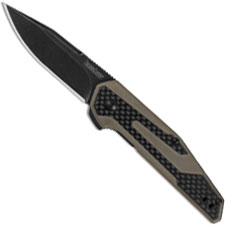 Kershaw 1160TANBW Fraxion Jens Anso BlackWash Clip Point Tan G10 Carbon Fiber KVT Flipper Folder