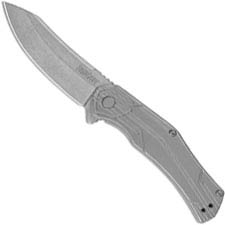 Kershaw Husker 1380 - SpeedSafe Assist - Value Priced EDC - Stonewash Clip Point - Stonewash Stainless Steel - Flipper Folder