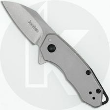 Kershaw Rate 1408 Knife - Assisted - Stonewash Wharncliffe - Bead-Blasted Stainless Steel - Flipper Folder