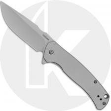 Kershaw Scour 1416 Knife - Assisted - Bead Blast 8Cr13MoV Drop Point - Bead Blast Stainless Steel - Flipper Folder