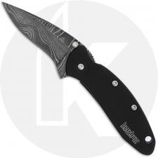 Kershaw Chive 1600DAMCKT Knife - Assisted - Damascus Blade - Black Stainless Steel - Flipper - USA Made