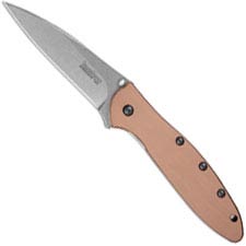 Kershaw Leek Copper 1660CU - Stonewash CPM 154 Drop Point - Copper Handle - SpeedSafe Assist - Flipper Folder - USA Made