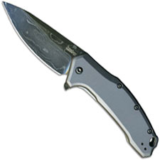 Kershaw Link 1776GRYDAM Limited Damascus Flipper Folder Assisted Opening Gray Aluminum