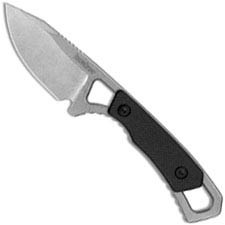 Kershaw Brace 2085 - Neck Knife - Stonewash Clip Point - Black GFN and Stonewash Stainless Steel - Fixed Blade