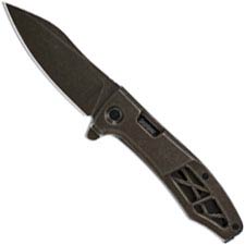 Kershaw 3475 Boilermaker Les George EDC Assisted Open Flipper Folder Stonewash Brown PVD Drop Point Stonewash Brown PVD Steel Fr