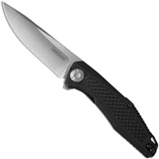 Kershaw 4037 Atmos Dmitry Sinkevich Satin Drop Point Black G10 and Carbon Fiber KVT Flipper Folder