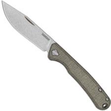 Kershaw Federalist 4320 - Stonewash Clip Point - Green Canvas Micarta - Slip Joint Folder - USA Made