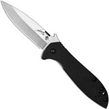 Kershaw CQC-4KXL D2 Knife 6055D2 - Ernest Emerson - D2 Drop Point with Wave - Black G10 and Stainless Steel Frame Lock Folder