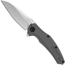 Kershaw 7777 Bareknuckle Stonewash Drop Point Gray Aluminum KVT Flipper Folder USA Made