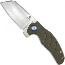 Kizer Vanguard c01c Mini Sheepdog V3488C2 - Chris Conaway - Satin 154CM Cleaver Style - Green G10 - Liner Lock Flipper Folder