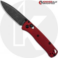 MODIFIED Benchmade Mini Bugout Red Dragon 533 Knife - Acid Stonewash - Rit Dyed Handle - KP Black Thumbstud & Standoffs