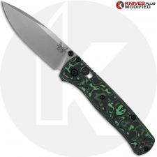 MODIFIED Benchmade Bugout 535 Knife + KP Green/Black CF Scales + KP Black Thumbstud & Standoffs