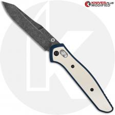 MODIFIED Benchmade 940-2 Osborne Knife - Acid Stonewash - AWT Exclusive Midnight Blue Scales with G10 Inlay