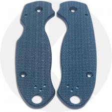 KP Custom Micarta Scales for Spyderco Para 3 Knife - Blue Linen - Ambi - Tip Up