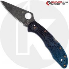 MODIFIED Spyderco K390 Delica Knife - Acid Stonewash - Heat Color Hardware - Rit Dye Fade