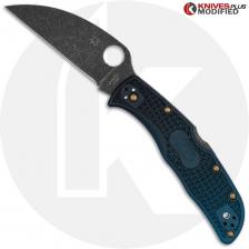 MODIFIED Spyderco K390 Endela Knife - Acid Stonewash Wharncliffe - Heat Color Hardware - Rit Dye Fade