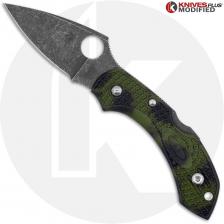 MODIFIED Spyderco Dragonfly 2 - ACID WASH - Zome Green Handle