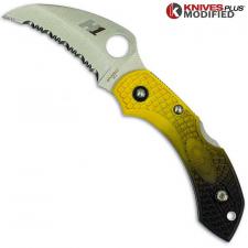 MODIFIED Spyderco Dragonfly Salt Hawkbill - BLACK Fade Rit Dye Handle