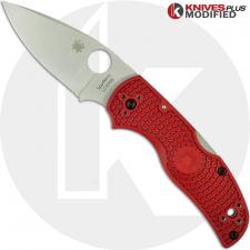 MODIFIED Spyderco Native 5 Salt LC200N Knife - The Red Dragon - Satin - Rit Dyed Handle