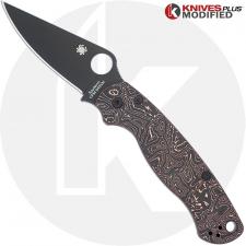 MODIFIED Spyderco Para Military 2 Knife with Black DLC Blade + KP Copper Carbon Fiber Scales