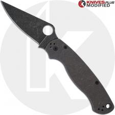 MODIFIED Spyderco Para Military 2 Maxamet Knife with Acid Stonewash + KP Titanium Blasted Tumbled Scales + KP All Black Hardware