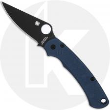 MODIFIED Spyderco Paramiliary 2 Knife - Black DLC Blade - Exclusive AWT Agent SKINNY Midnight Blue Scales