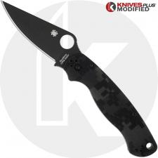 MODIFIED Spyderco Para Military 2 - Black/Gray Digital Camo - DLC Blade - Rit Dyed Handle