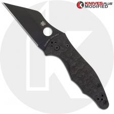 MODIFIED Spyderco Yojimbo 2 Black DLC Knife + KP Damascus Pattern Carbon Fiber Scales