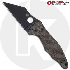 MODIFIED Spyderco Yojimbo 2 Black DLC Knife + KP Brown Micarta Scales