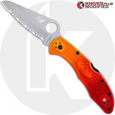 MODIFIED Spyderco Salt 2 - Serrated - RED Fade Rit Dye Handle