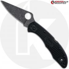 MODIFIED Spyderco Delica 4 - Acid Wash - Black Handle - KP Black Hardware