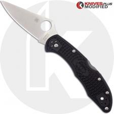 MODIFIED Spyderco S30V Delica - Satin Blade - Black Rit Dyed Handle
