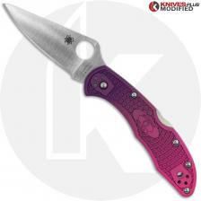 MODIFIED Spyderco Delica Knife - Satin S30V Drop Point - Purple Fade