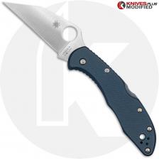 MODIFIED Spyderco Delica S30V Knife - Regrind Wharncliffe + AWT Delica Agent Midnight Blue Scales