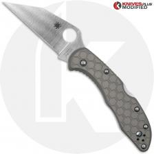 MODIFIED Spyderco Delica S30V Knife - Regrind Wharncliffe + AWT Delica Limited Edition Hex Pattern Sniper Grey Scales