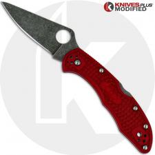 MODIFIED Spyderco Delica 4 - The Red Dragon - Acid Wash - Rit Dyed Handle