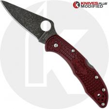 MODIFIED Spyderco Delica 4 - The Ron Burgundy - Acid Wash - Rit Dyed Handle