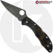 MODIFIED Spyderco Delica 4 - Acid Wash - Zome Handle