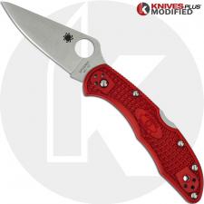 MODIFIED Spyderco Delica 4 - The Red Dragon - Satin - Rit Dyed Handle