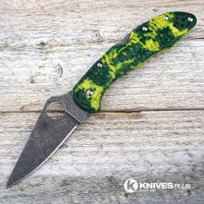 MODIFIED Spyderco Delica 4 - S30V - Acid Wash - Yellow Zome - Very Limited
