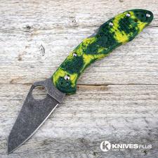 MODIFIED Spyderco Delica 4 - S30V - Acid Wash - Regrind - Yellow Zome - Very Limited