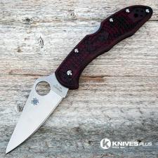 MODIFIED Spyderco Delica 4 - VG10 - BLACK CHERRY Zome - Rit Dye Handle - Very Limited