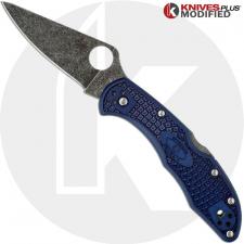 MODIFIED Spyderco Delica 4 - Youre My Boy Blue - Acid Wash - Rit Dyed